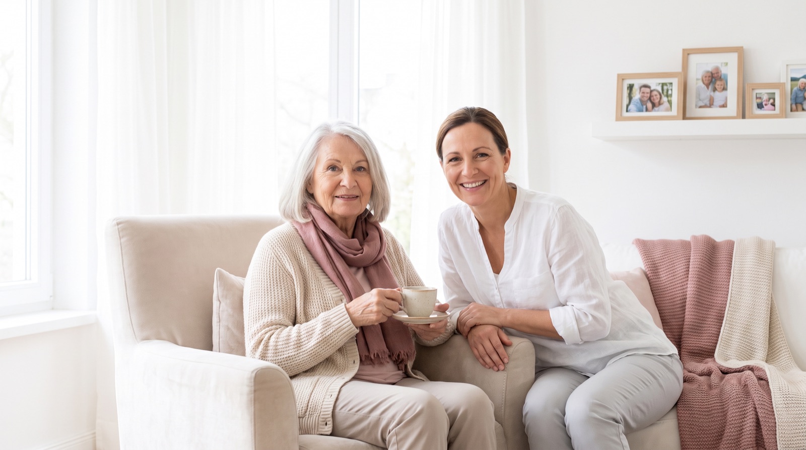 Alternative zum Pflegeheim: Seniorin bleibt mit Betreuungskraft in ihrem eigenen Zuhause